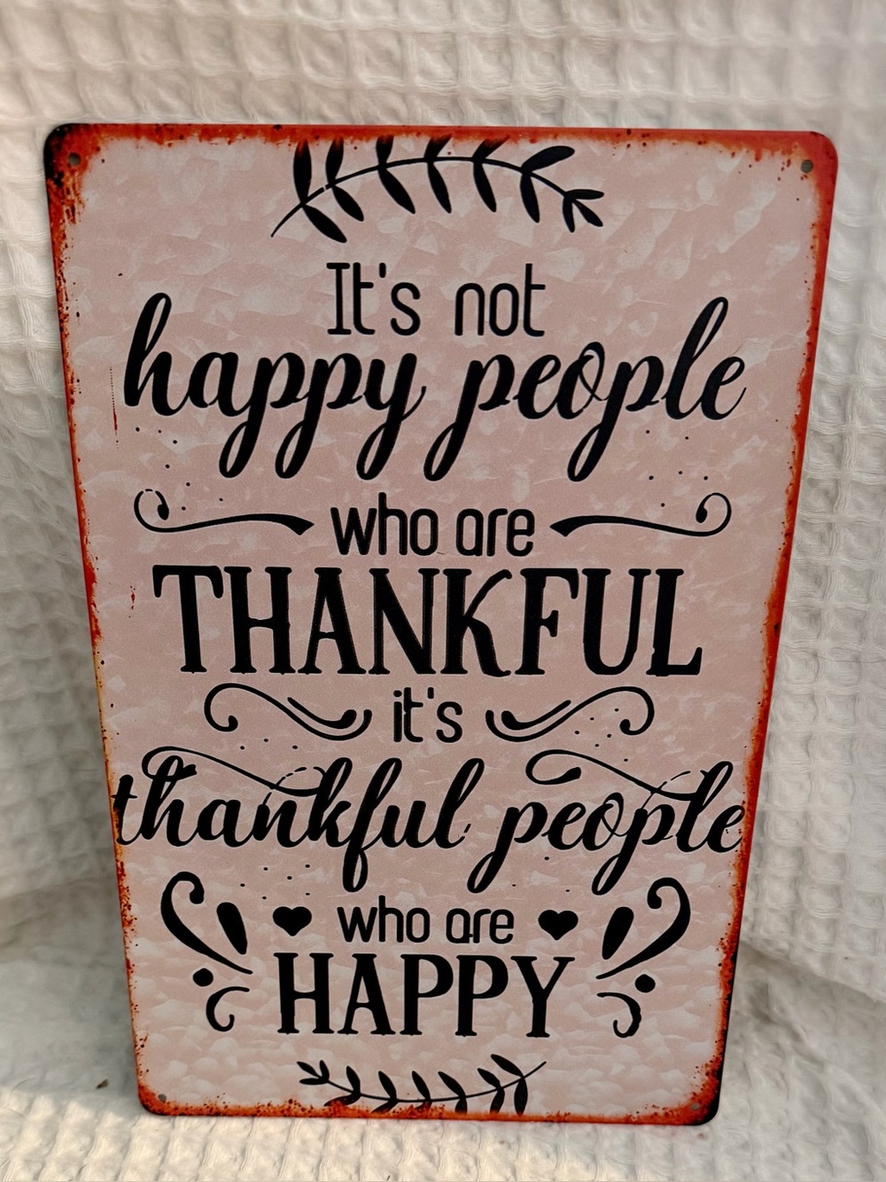 Thankful People Inspirational Wall Sign - Pink